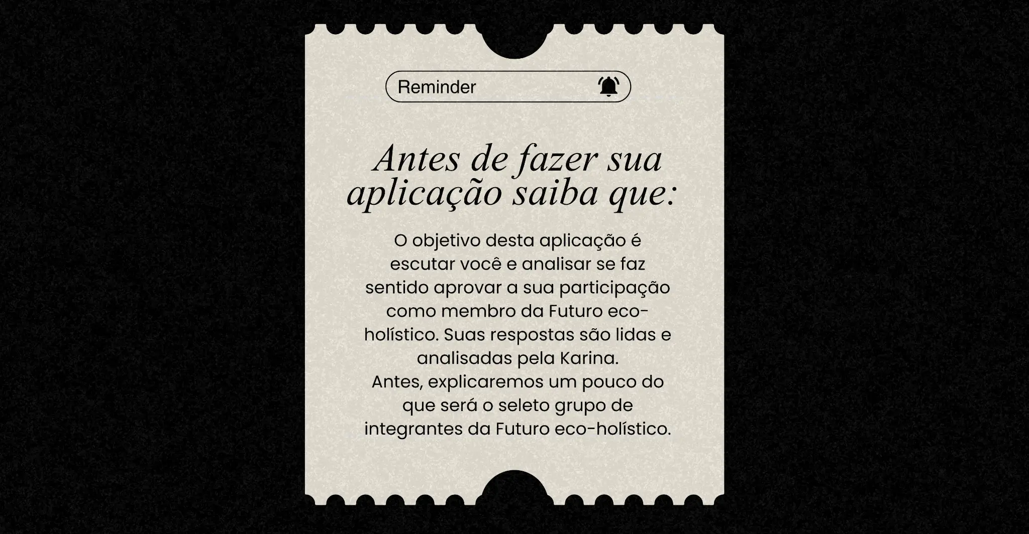 Lembrete importante antes da aplicação